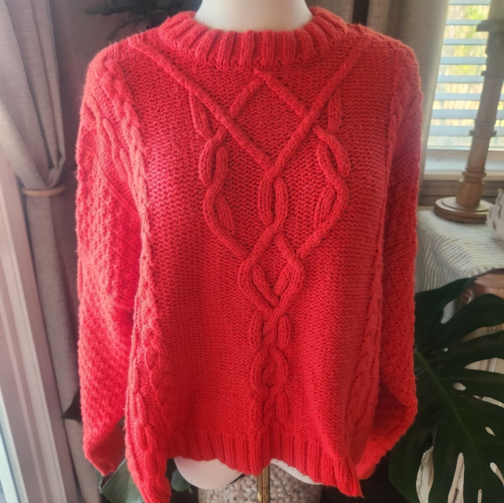 Aerie Women's Cable Knit Sweater - Red